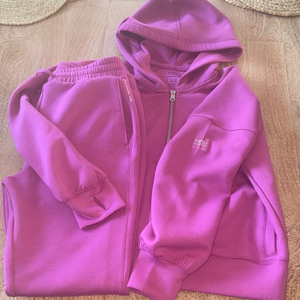 Abercrombie kids pink Zip Hoodie & Sweatpants Set